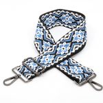 Afgewerkte tassenriem - blauw en zwart motief